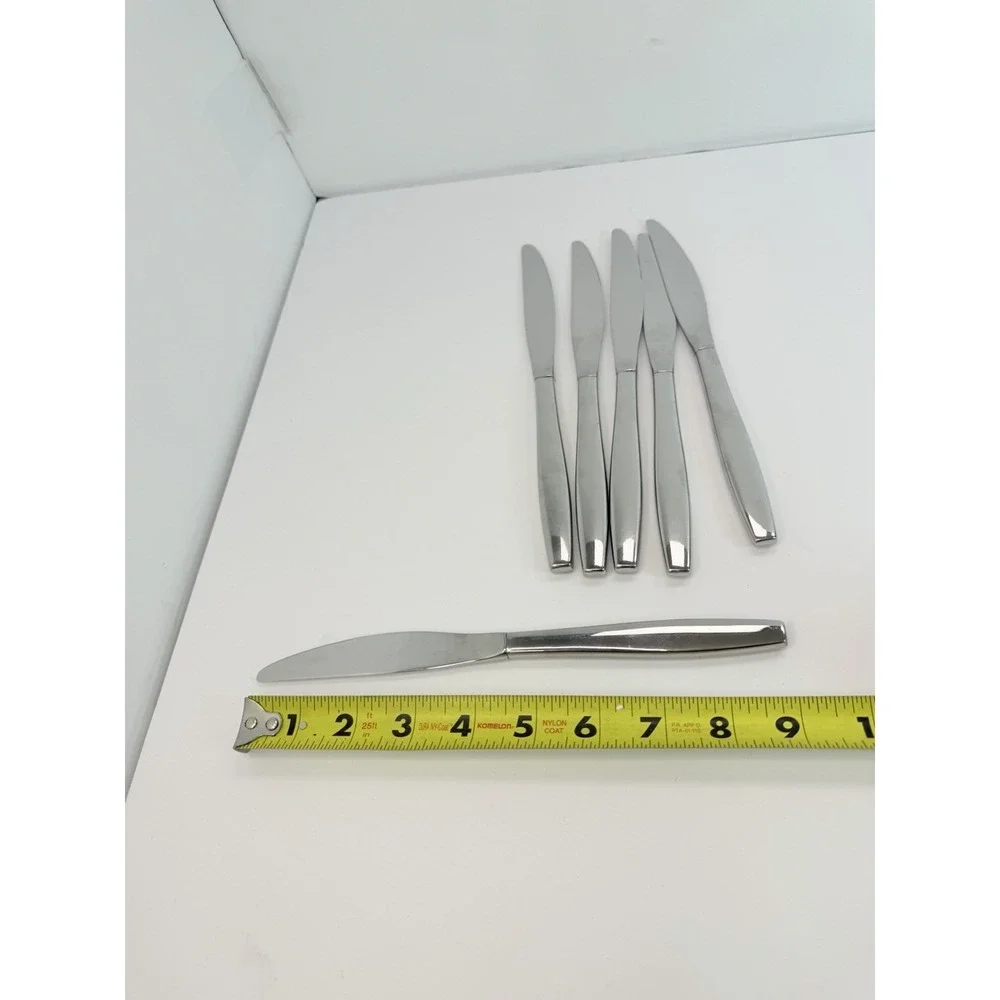 Set Of 6 Oneida Will O' Wisp Dinner Knives Burnished Heirloom Cube Knife 9-1/4 .